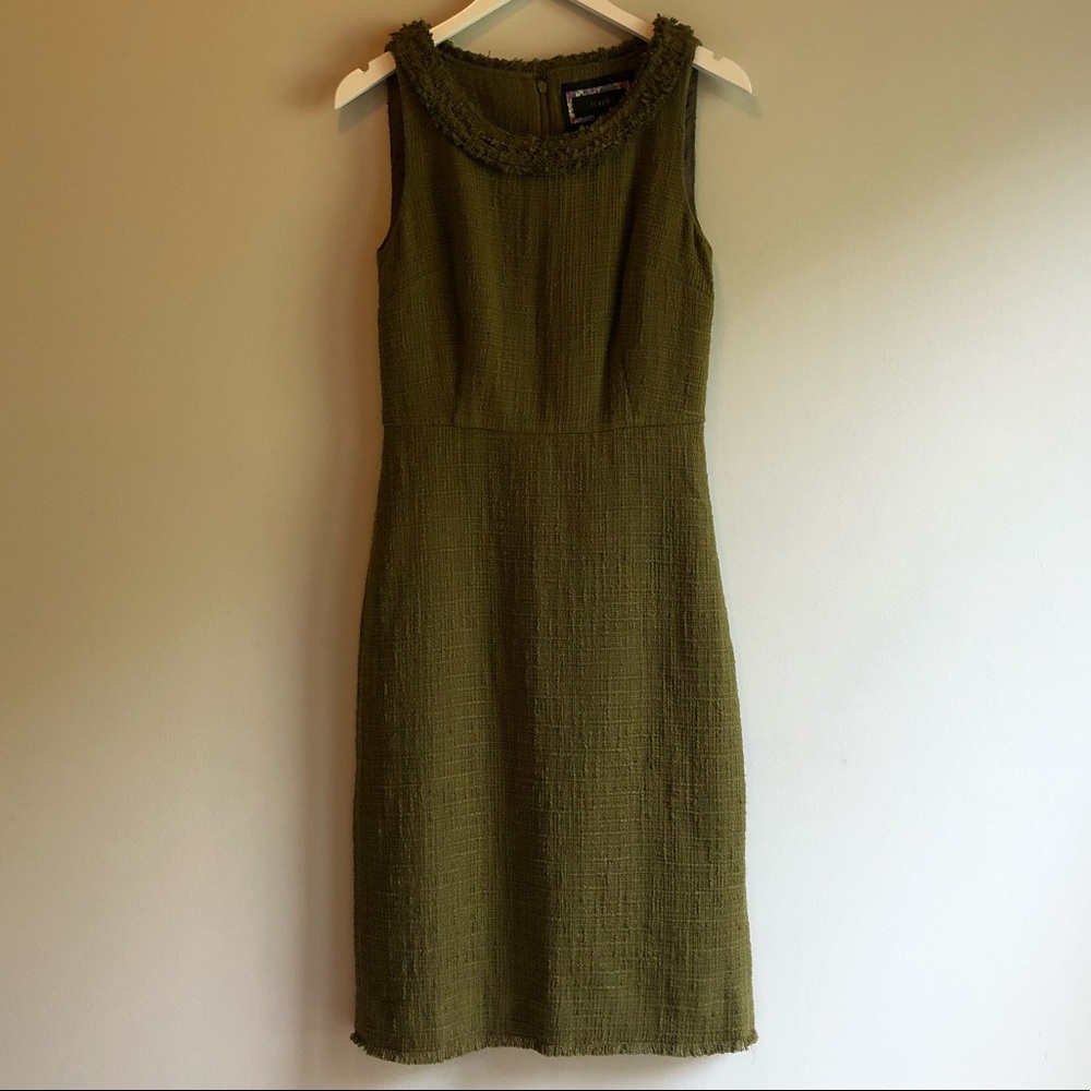 J. Crew 2T tall olive green sleeveless woven stretch dress